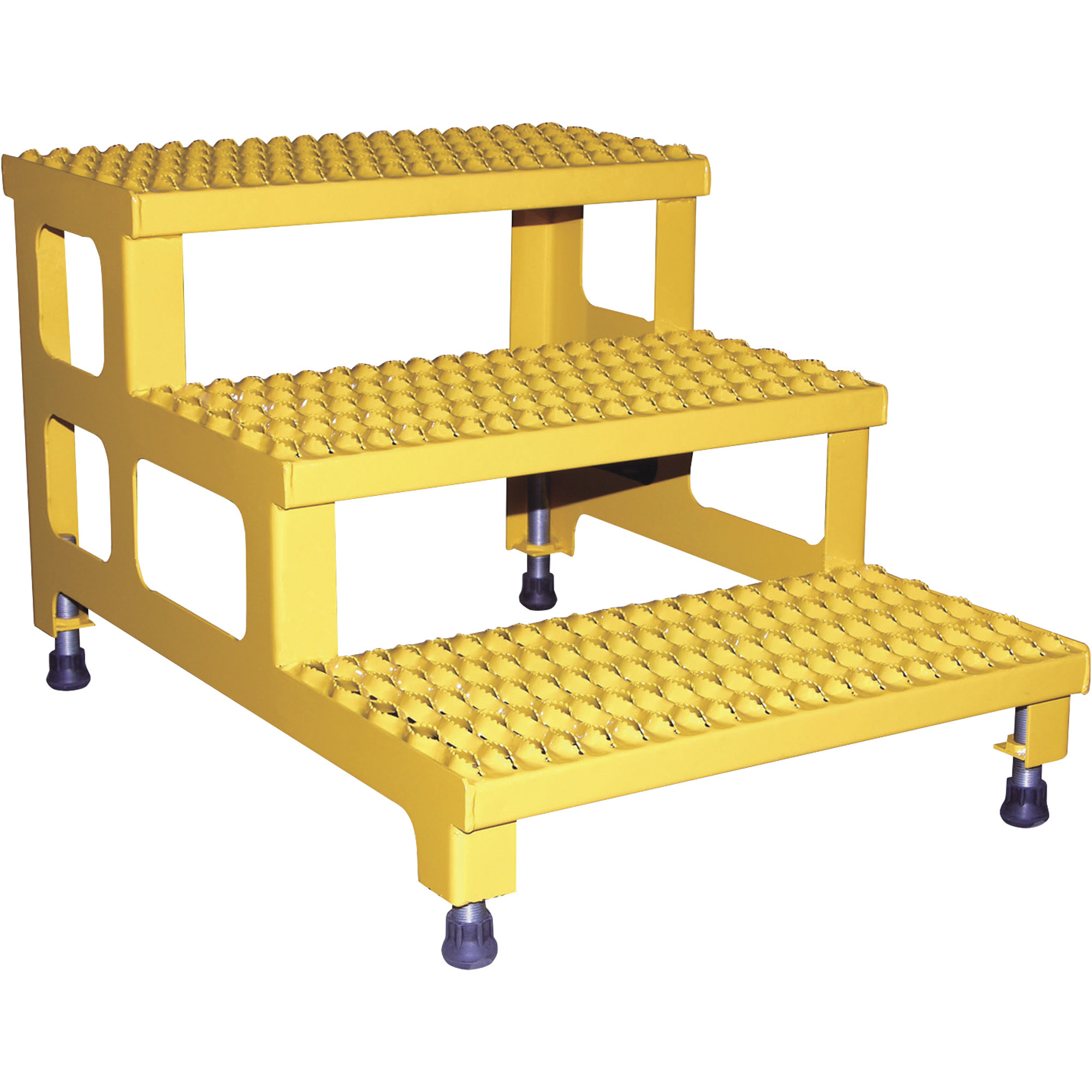 Vestil Adjustable Serrated Step-Mate Stand - 3 Steps, 36in.W x 36in.D, 500-Lb. Capacity, Model# ASP-36-3